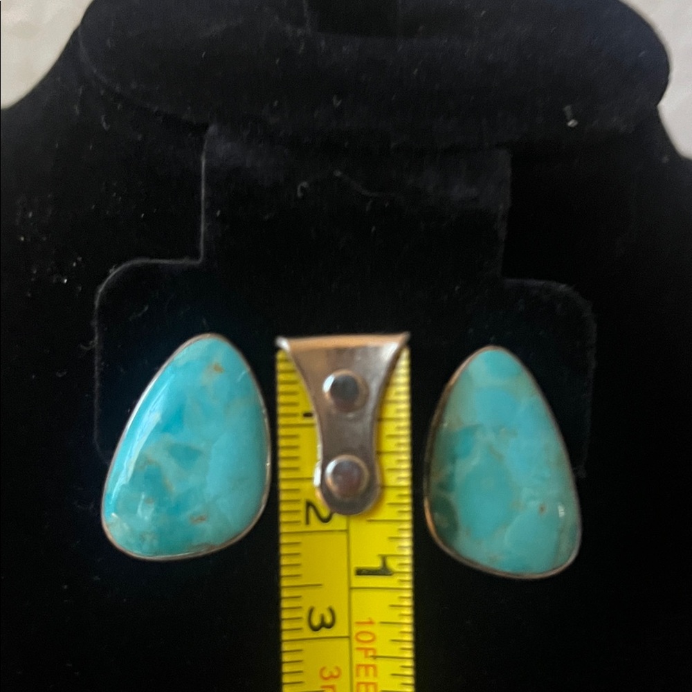 Arizona Turquoise And Sterling Earrings - Picture 2 of 6